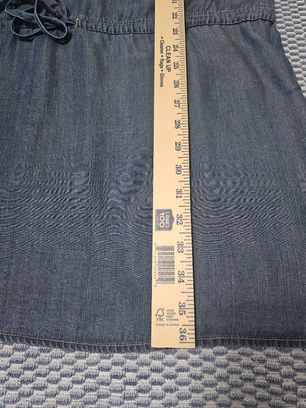 GLAM American Made Tencel Soft Denim Drawstring Waist Dress 3/4 Sleeves Size M - Picture 7 of 8